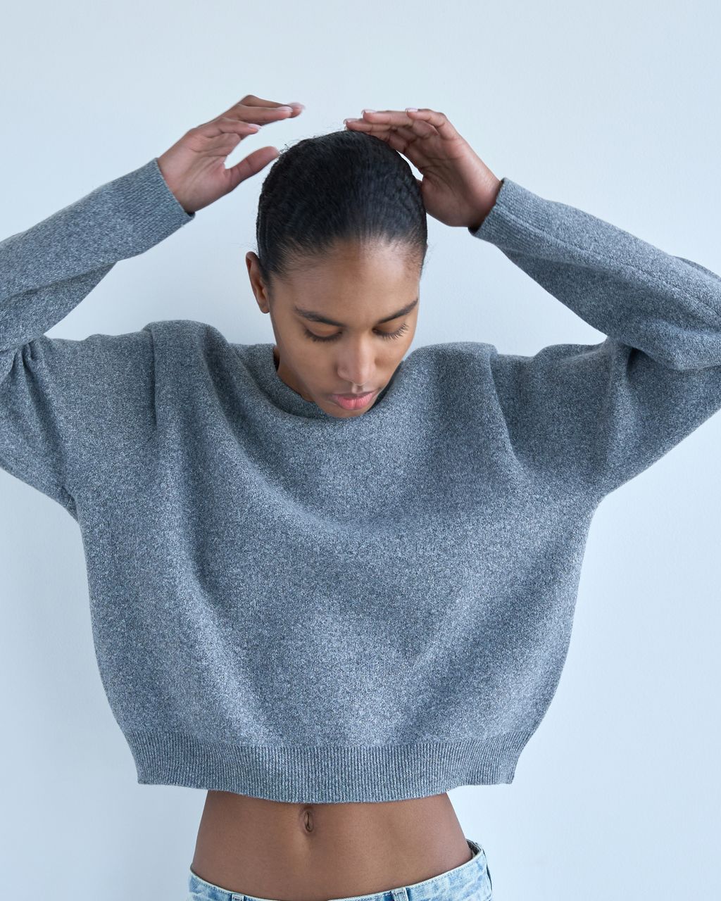 PADDED SHOULDER KNIT SWEATER