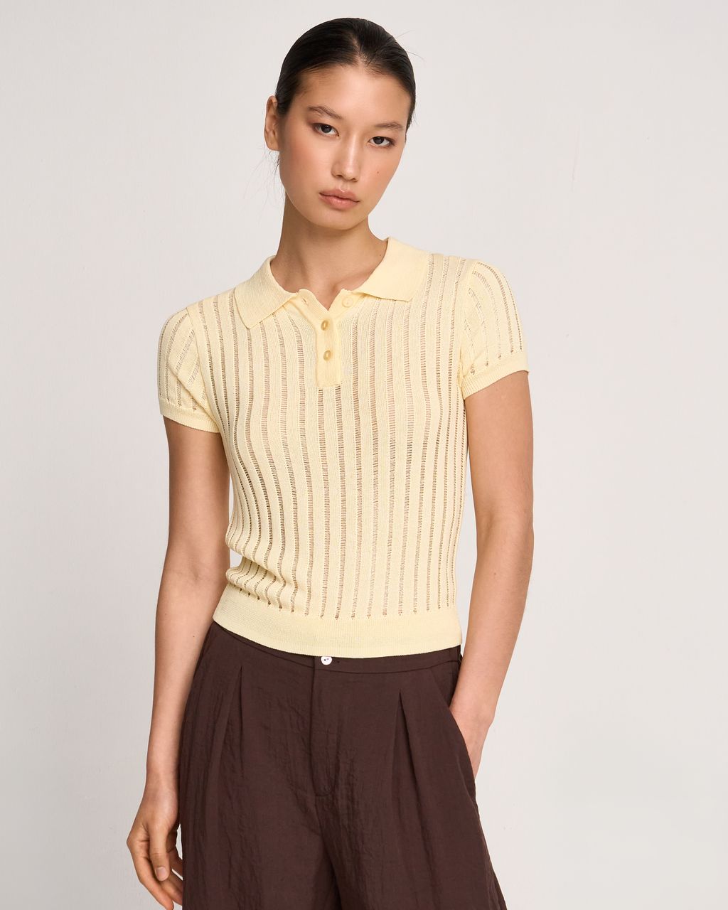 OPEN-KNIT SHORT-SLEEVE POLO