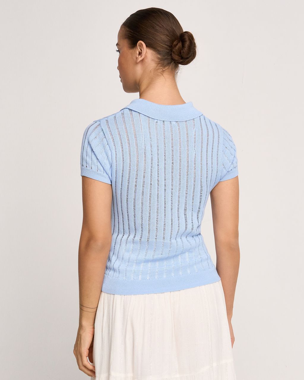 OPEN-KNIT SHORT-SLEEVE POLO