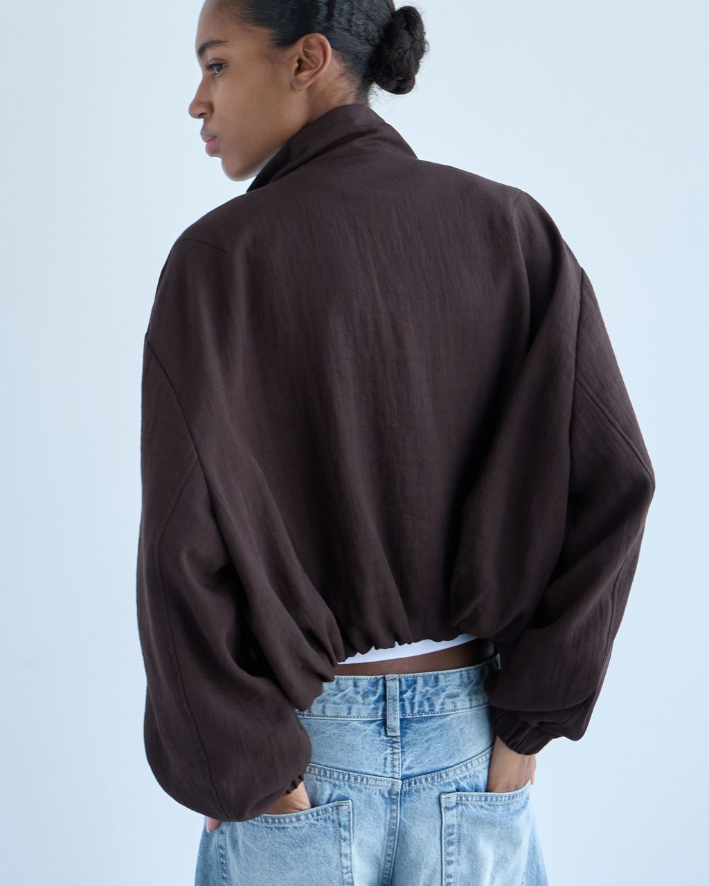 CROPPED ZIP BOMBER JACKET