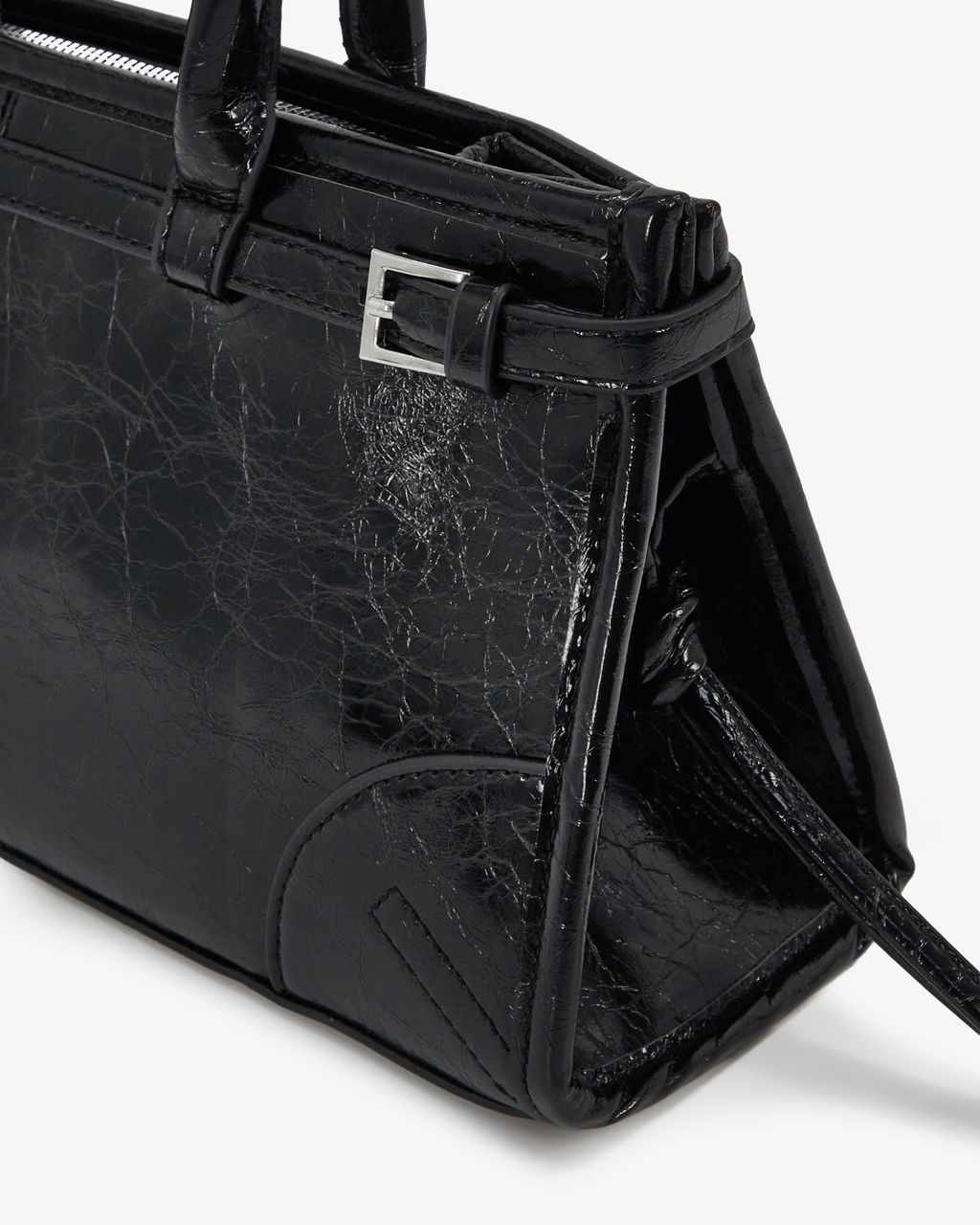 LEATHER-EFFECT SHOULDER BAG WITH DOUBLE HANDLES