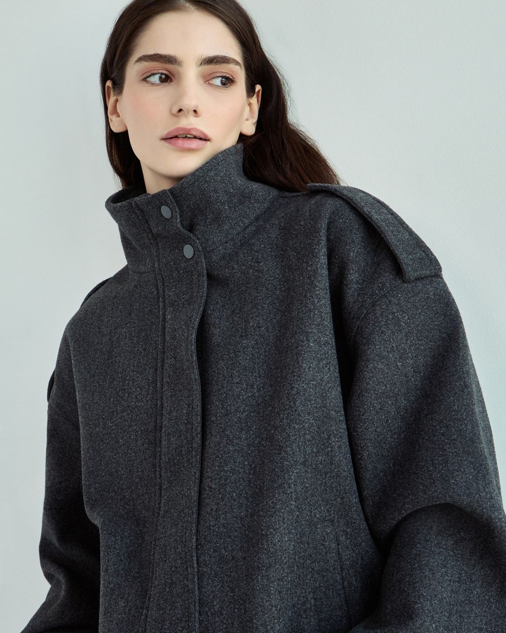 SOFT FELTED BOMBER-JACKET WITH STAND COLLAR