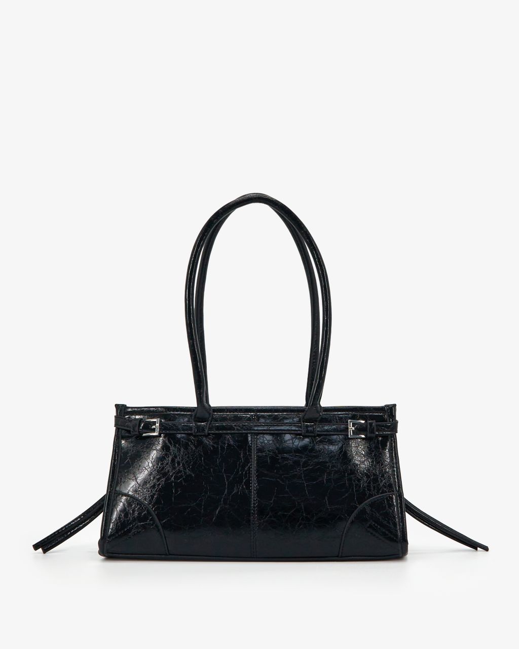 LEATHER-EFFECT SHOULDER BAG WITH DOUBLE HANDLES