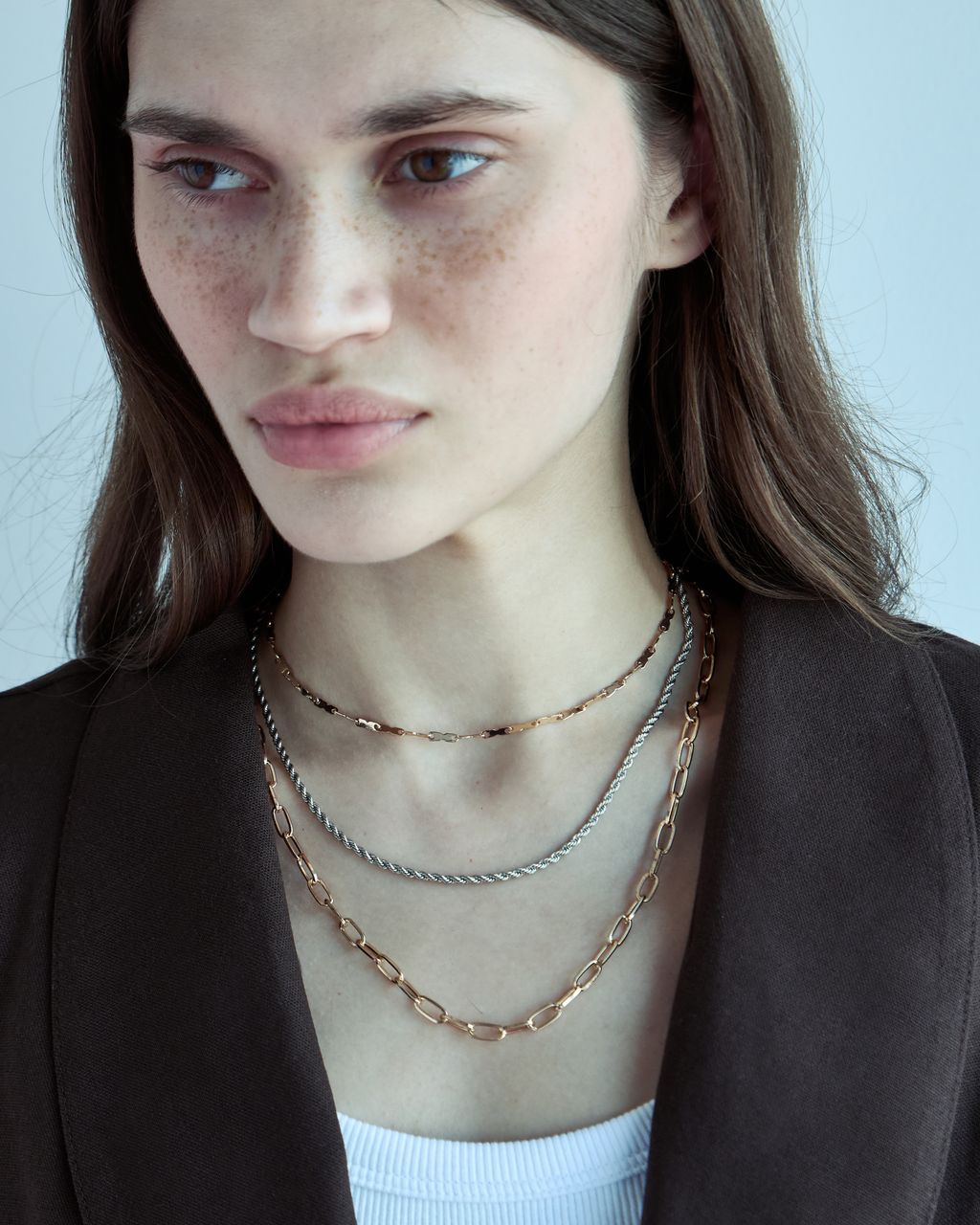 SET OF 3 GOLD-TONE CHAIN NECKLACES