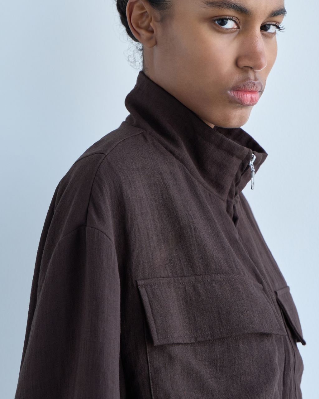 CROPPED ZIP BOMBER JACKET