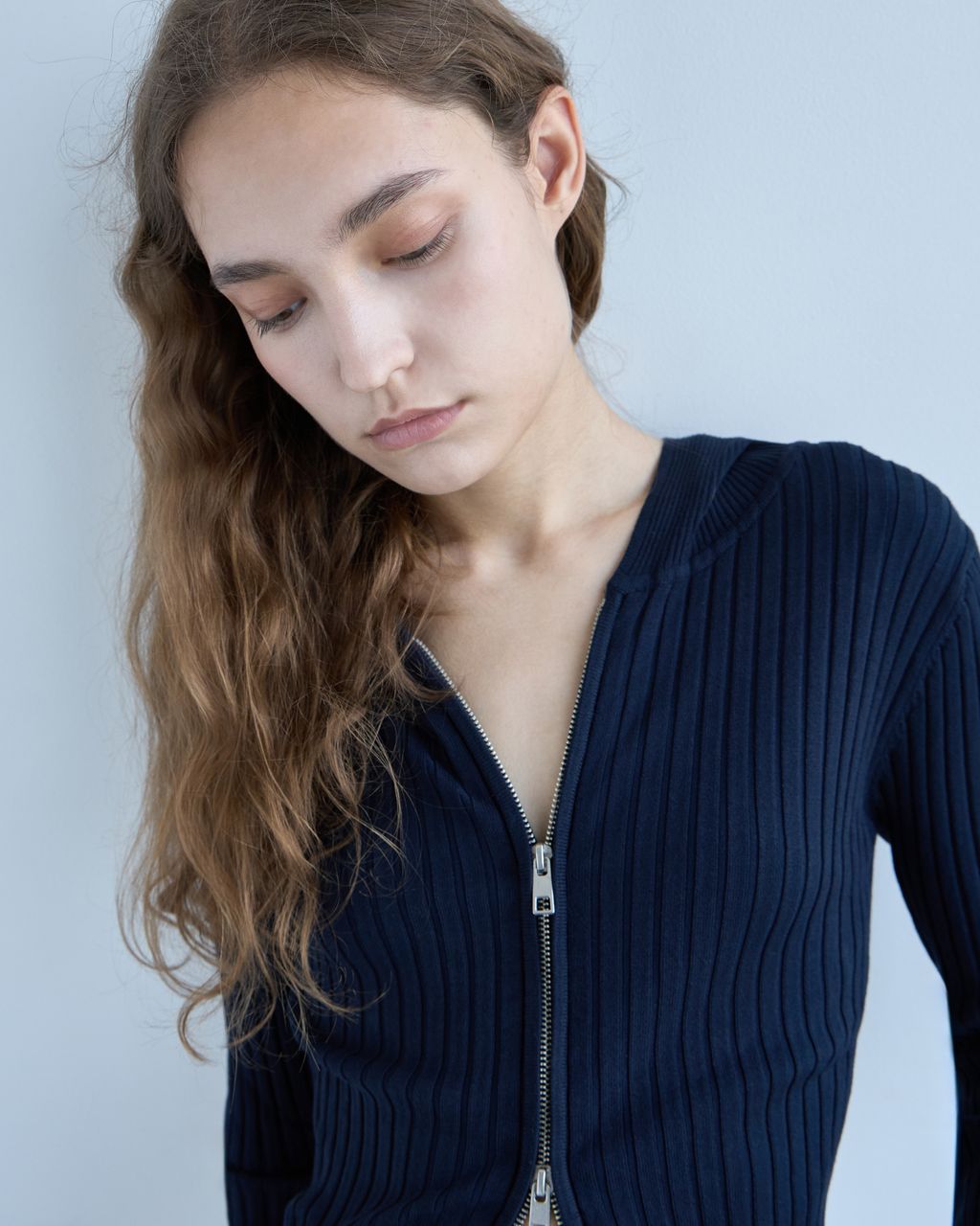 KNIT CARDIGAN WITH HOODIE & ZIPPER