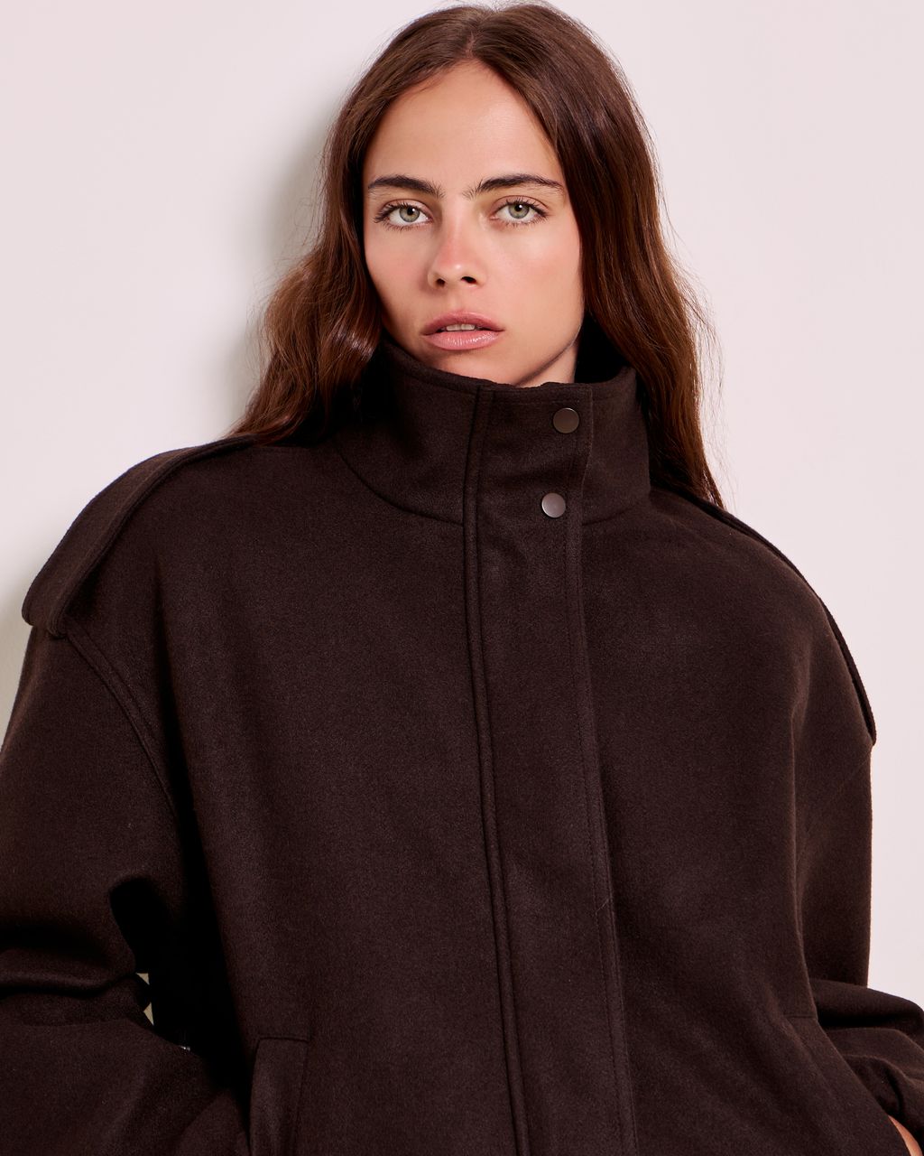 SOFT FELTED BOMBER-JACKET WITH STAND COLLAR