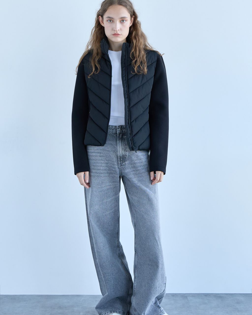 FITTED QUILTED JACKET WITH SCUBA SLEEVES