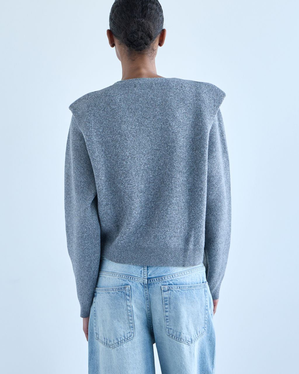 PADDED SHOULDER KNIT SWEATER