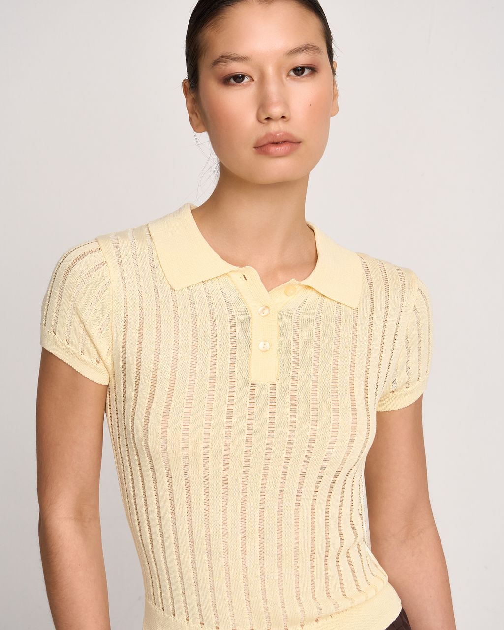 OPEN-KNIT SHORT-SLEEVE POLO