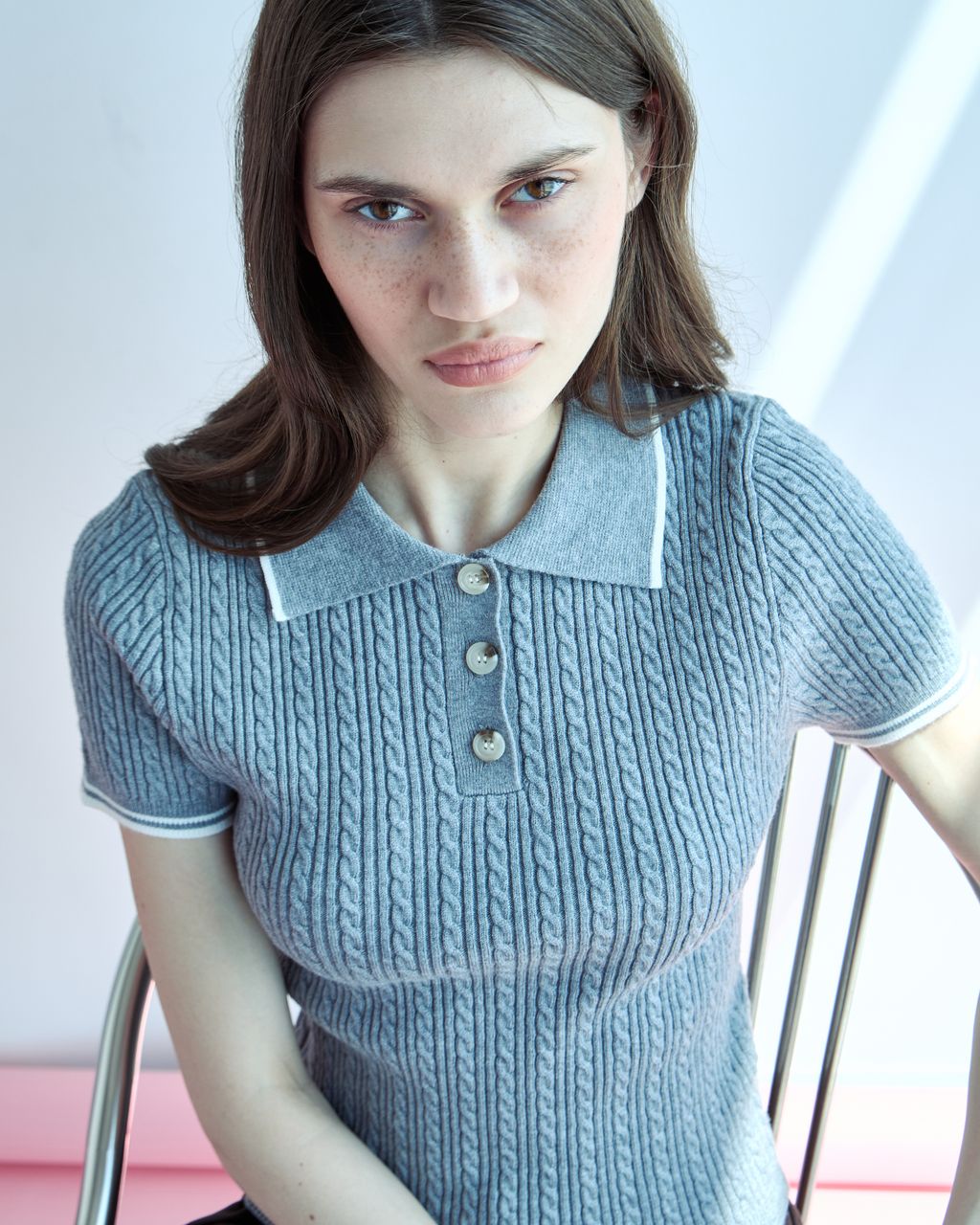 KNIT POLO WITH CONTRAST STITCHING