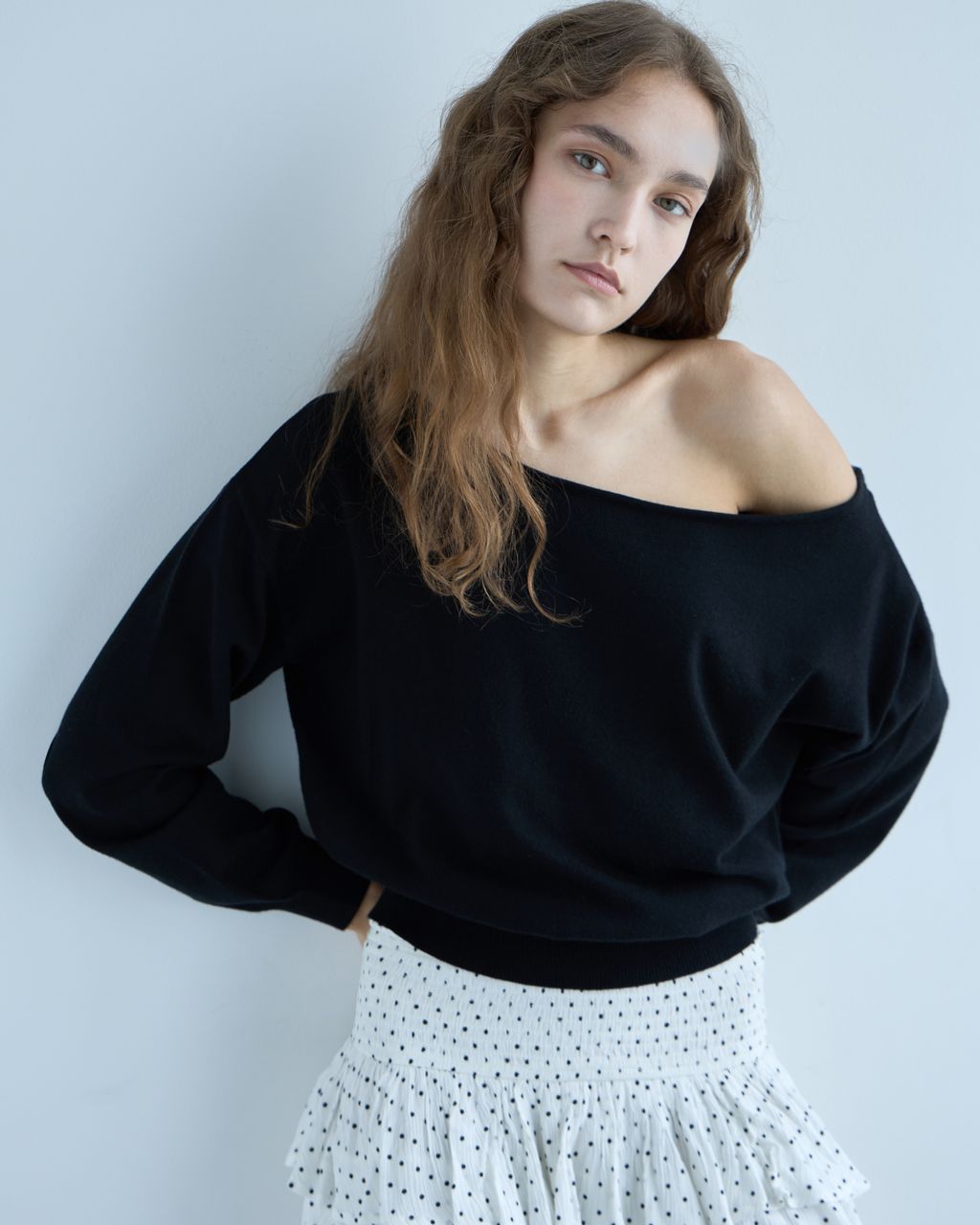 BOAT-NECK KNIT SWEATER