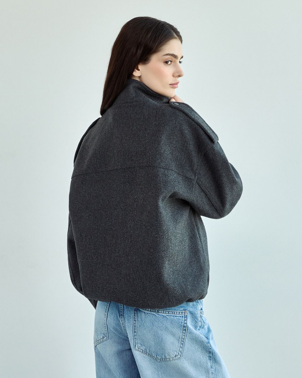 SOFT FELTED BOMBER-JACKET WITH STAND COLLAR