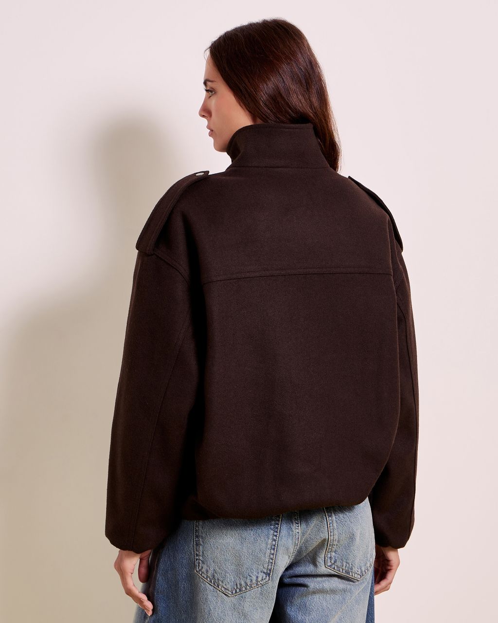 SOFT FELTED BOMBER-JACKET WITH STAND COLLAR