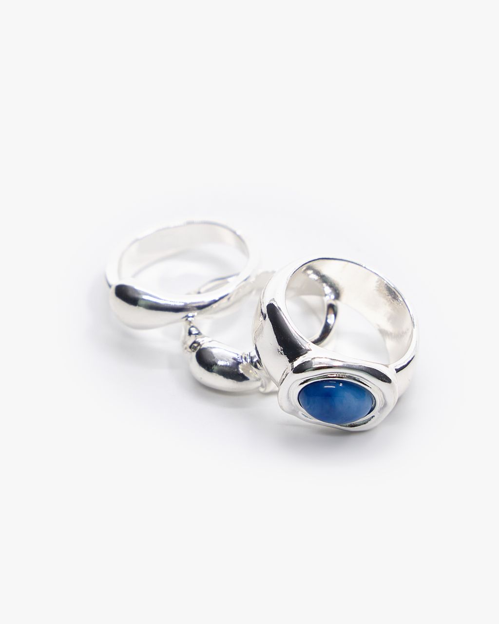 SET OF 3 SILVER-TONE RINGS