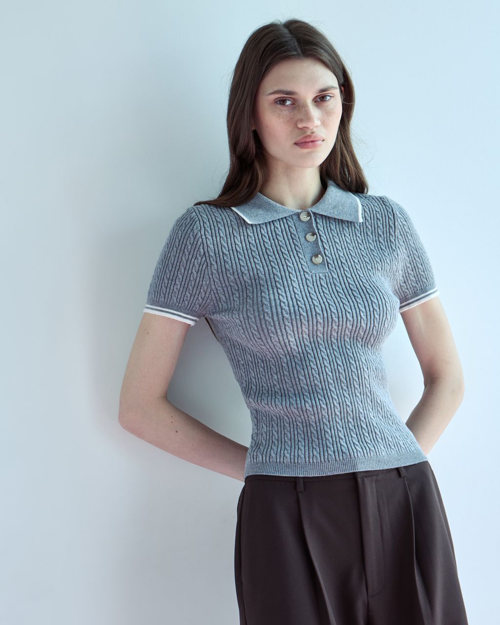 KNIT POLO WITH CONTRAST STITCHING