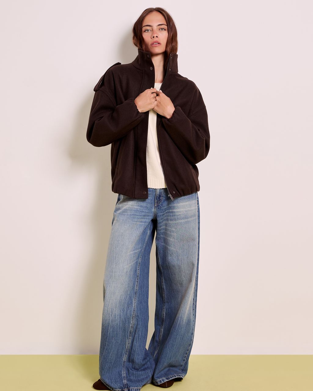 SOFT FELTED BOMBER-JACKET WITH STAND COLLAR