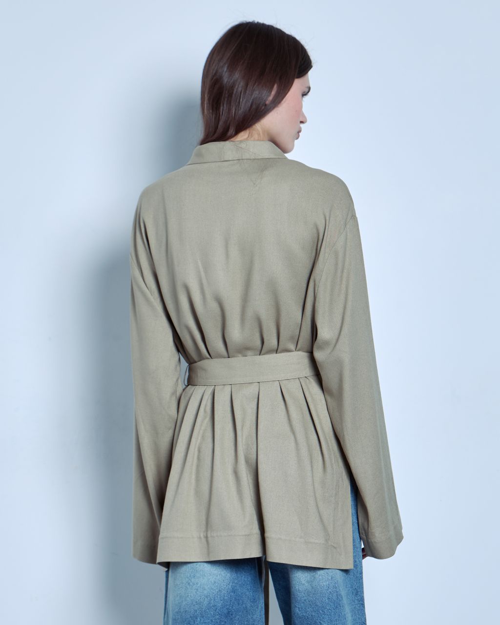 RUSTIC LINEN-BLEND KIMONO WITH BELT