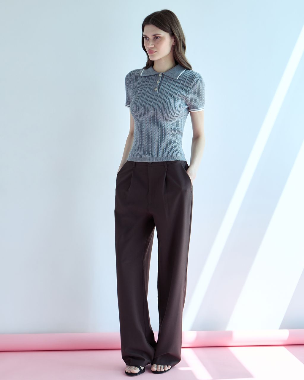 KNIT POLO WITH CONTRAST STITCHING