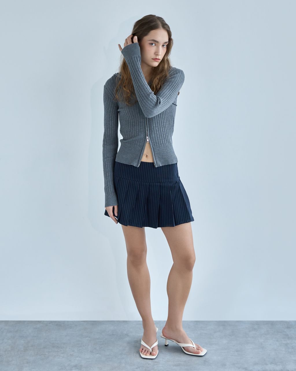 KNIT CARDIGAN WITH HOODIE & ZIPPER