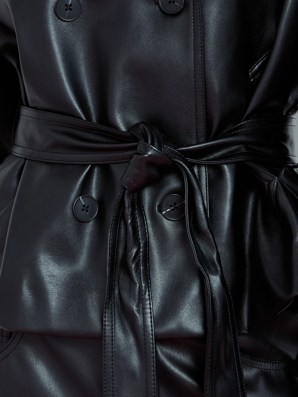 SHORT FAUX-LEATHER TRENCH WITH STAND COLLAR