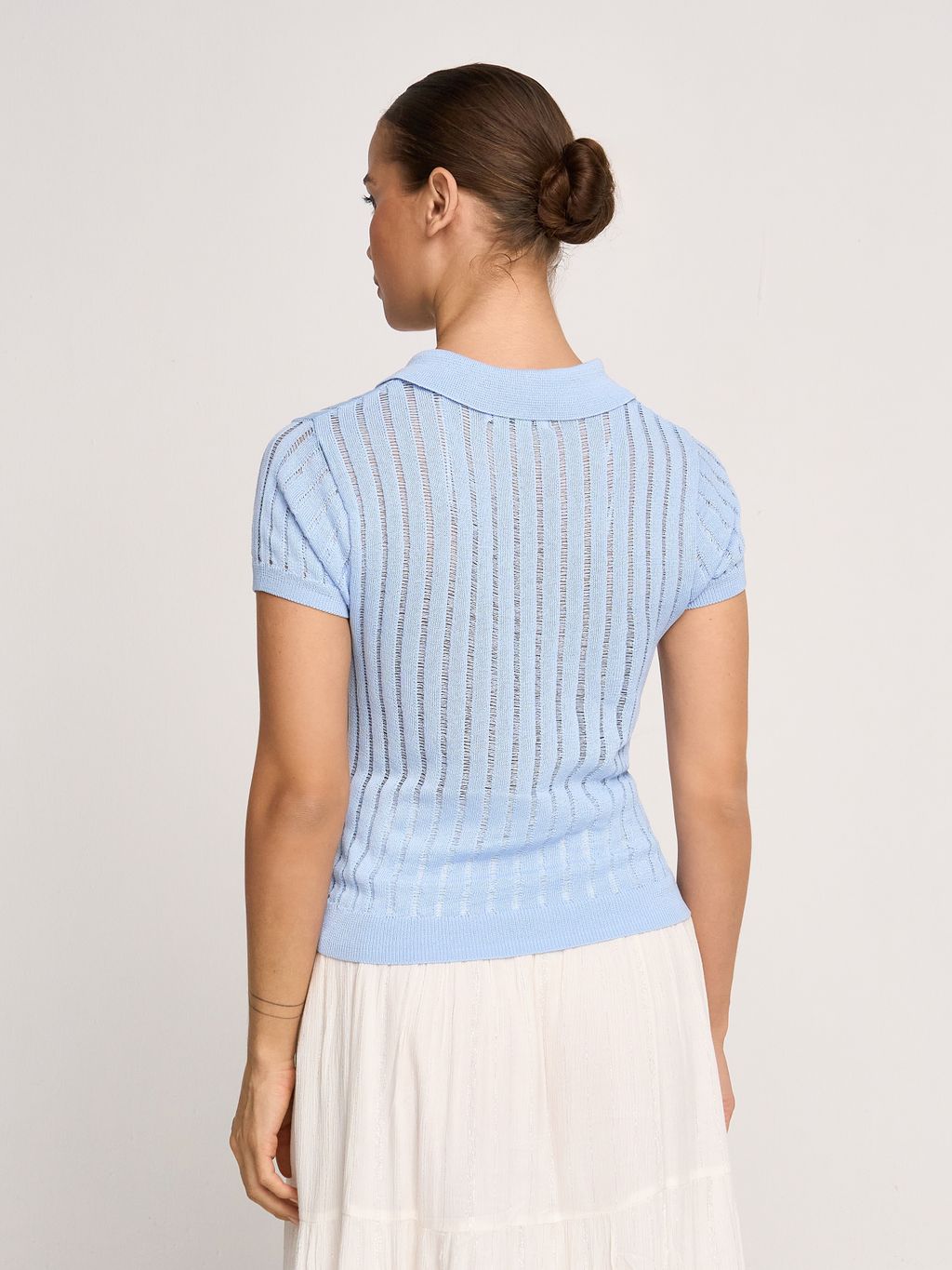 OPEN-KNIT SHORT-SLEEVE POLO