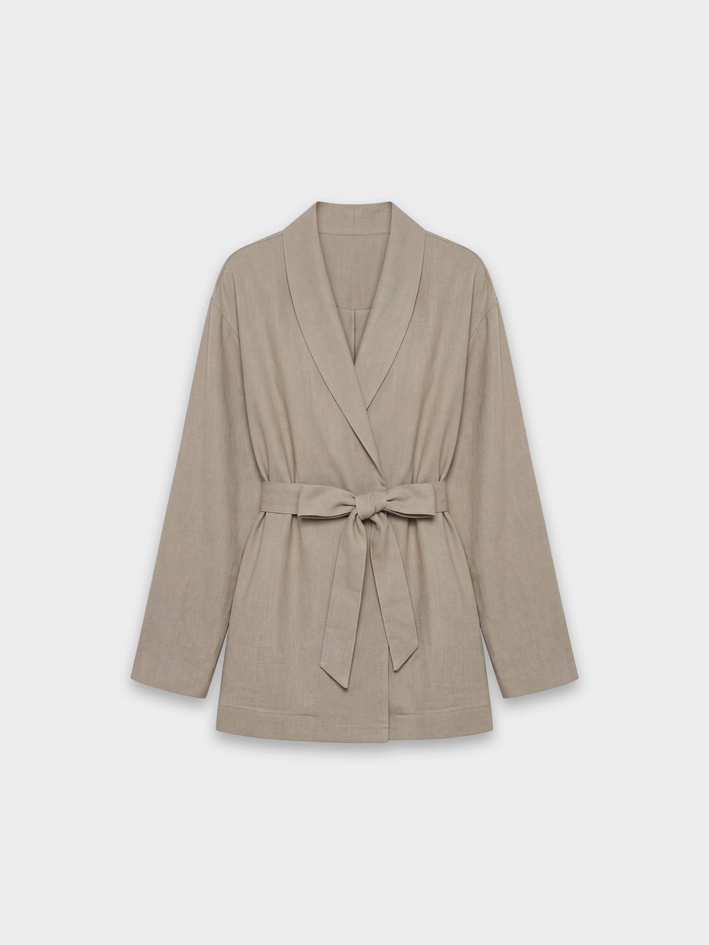 RUSTIC LINEN-BLEND KIMONO WITH BELT