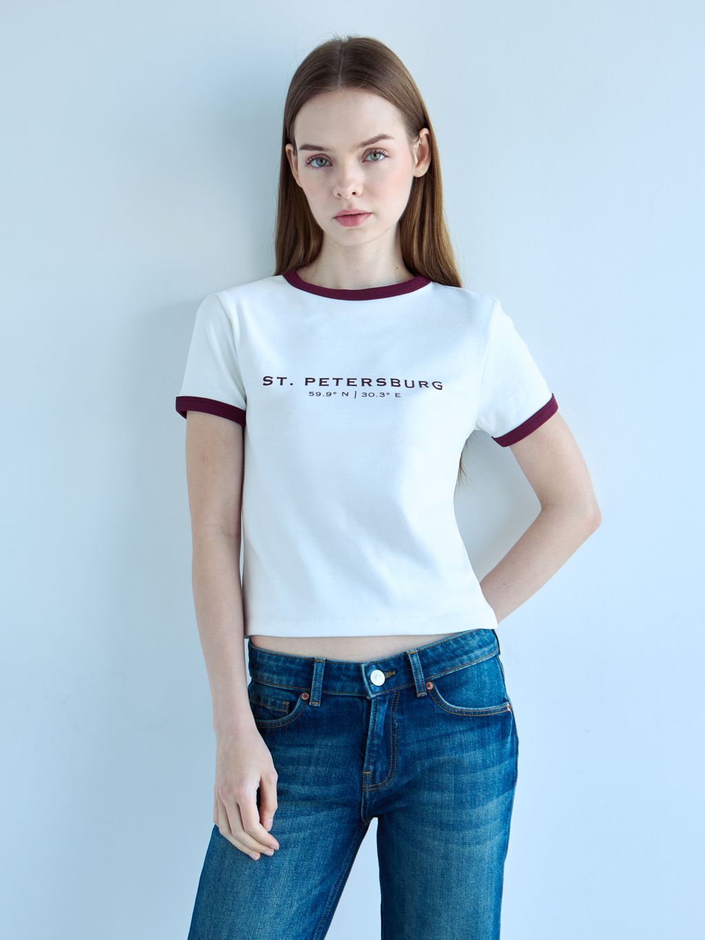 PRINTED SHORT SLEEVE TEE WITH CONTRAST TIPPING