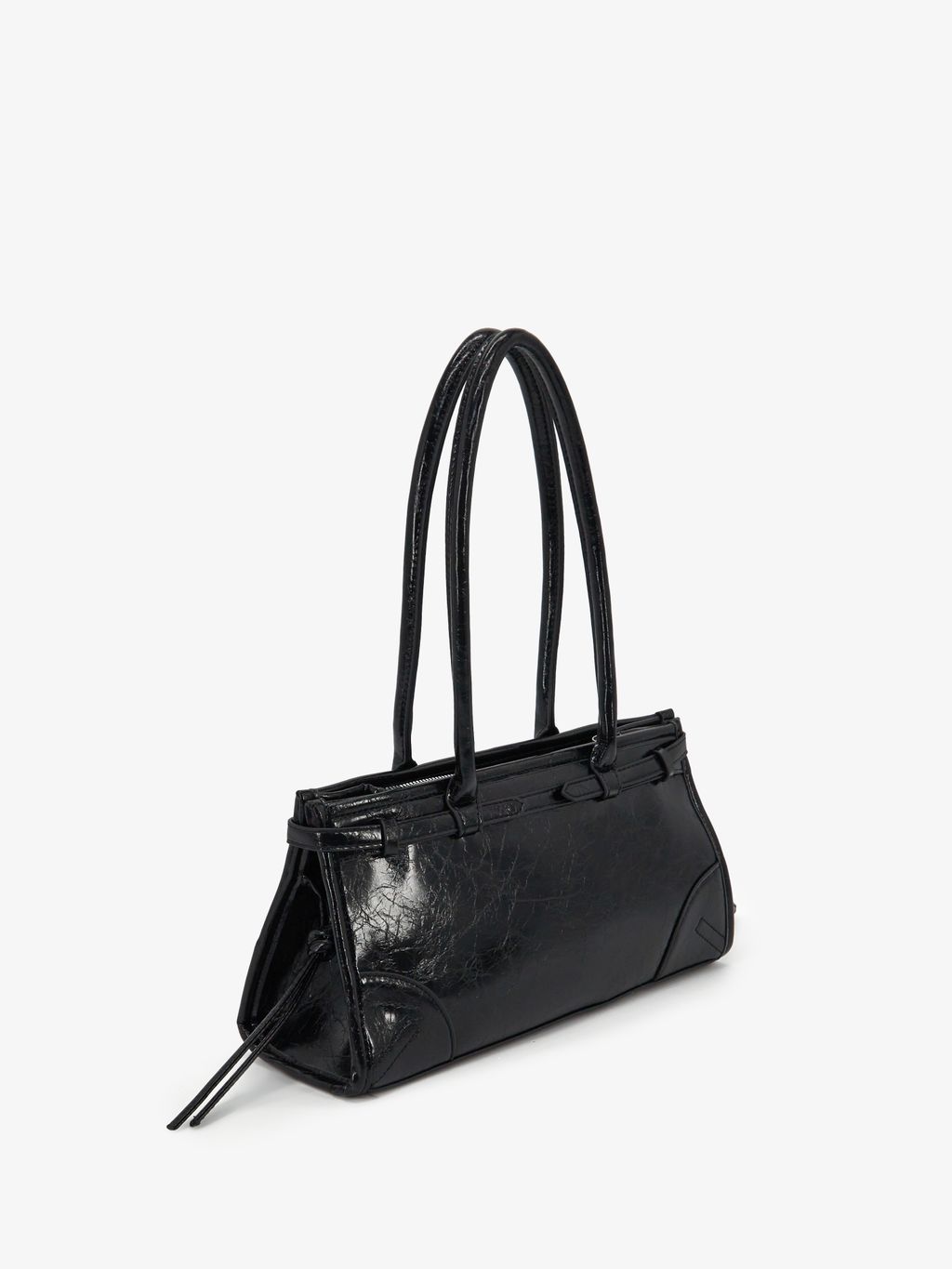 LEATHER-EFFECT SHOULDER BAG WITH DOUBLE HANDLES