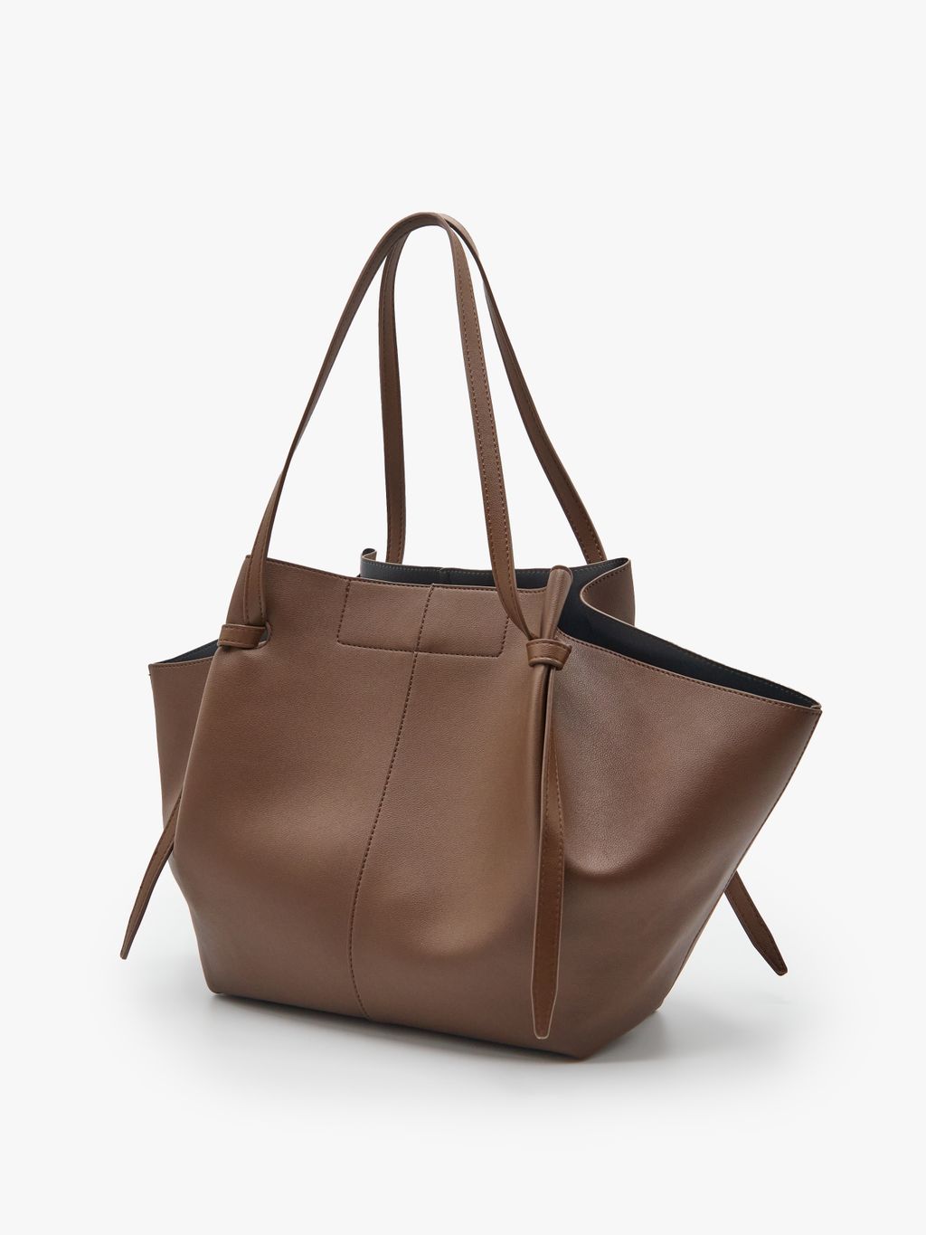 LEATHER-EFFECT VOLUMINOUS TOTE BAG