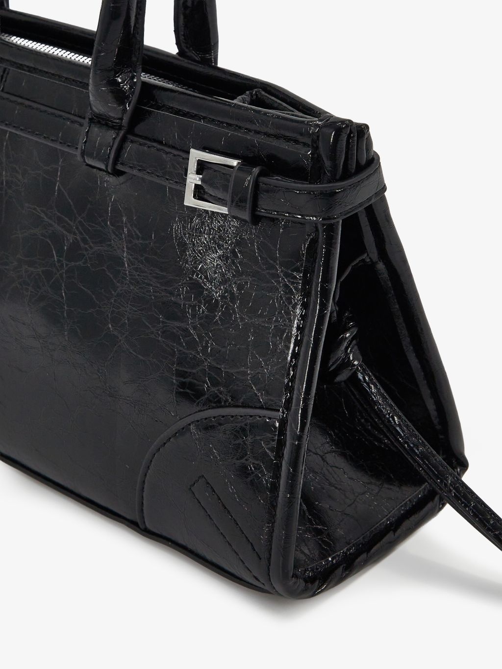 LEATHER-EFFECT SHOULDER BAG WITH DOUBLE HANDLES