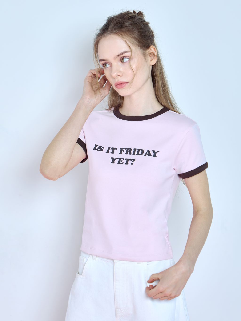 PRINTED SHORT SLEEVE TEE WITH CONTRAST TIPPING