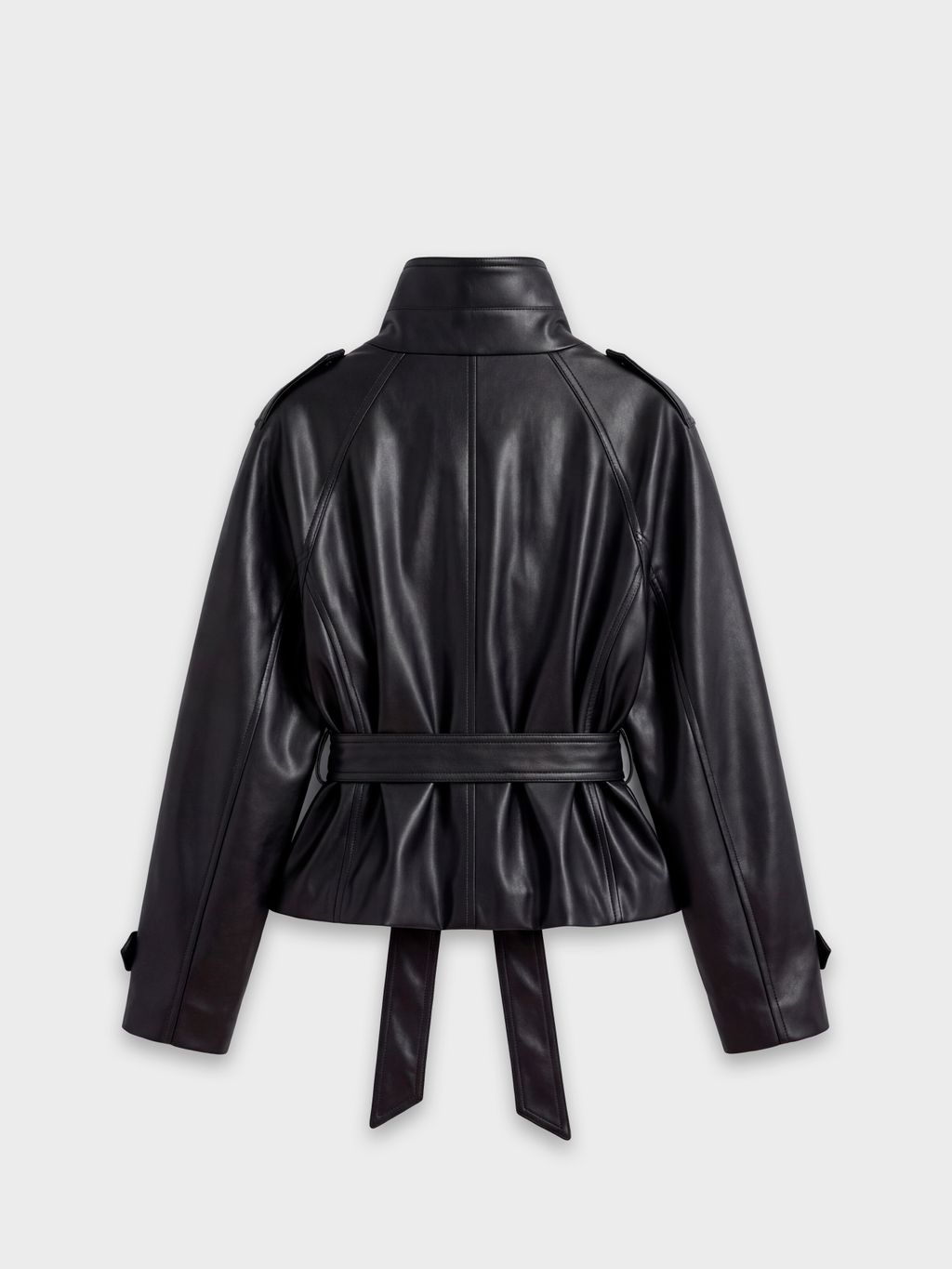 SHORT FAUX-LEATHER TRENCH WITH STAND COLLAR