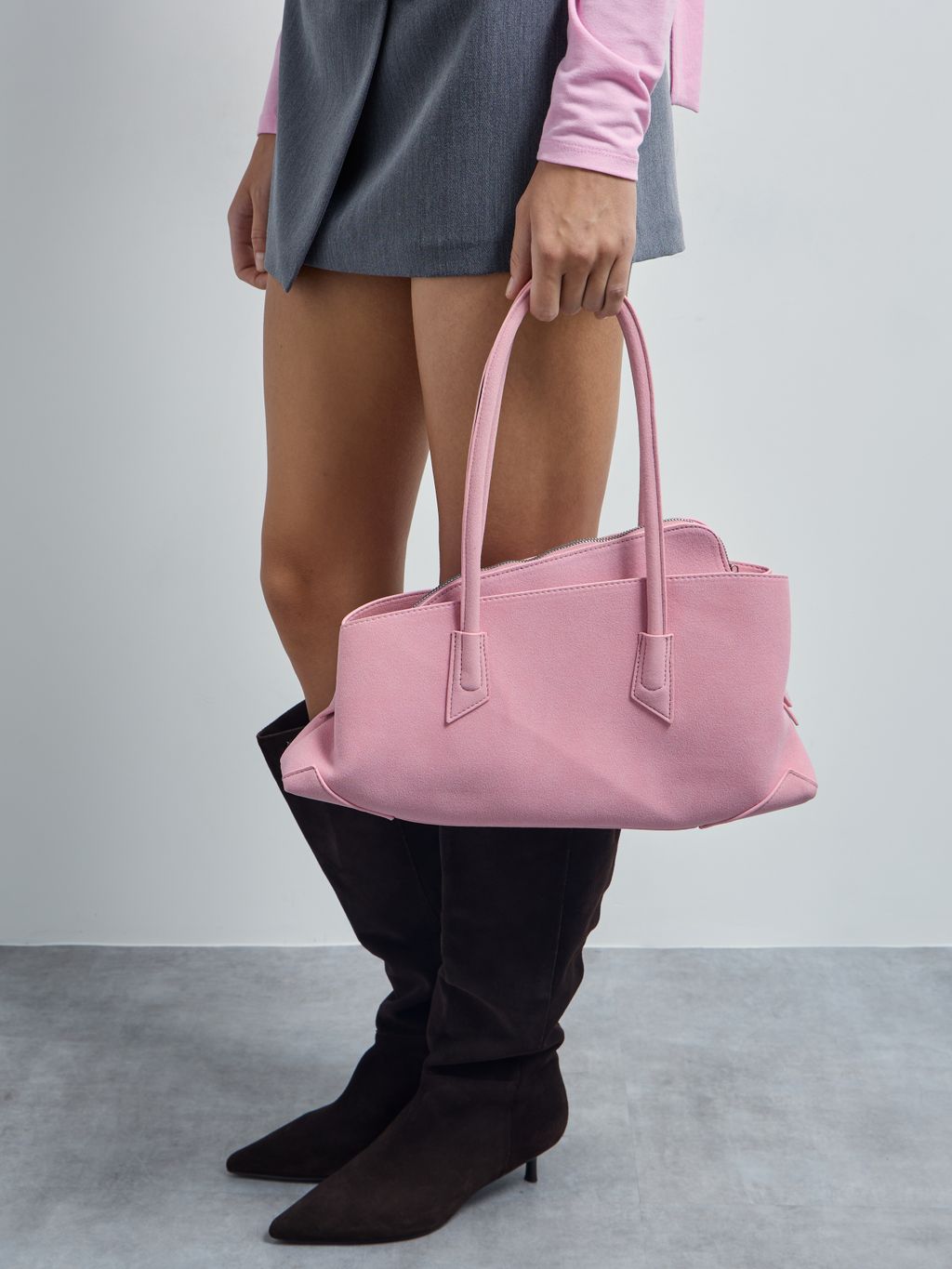 ASYMMETRIC SUEDE EFFECT BAG