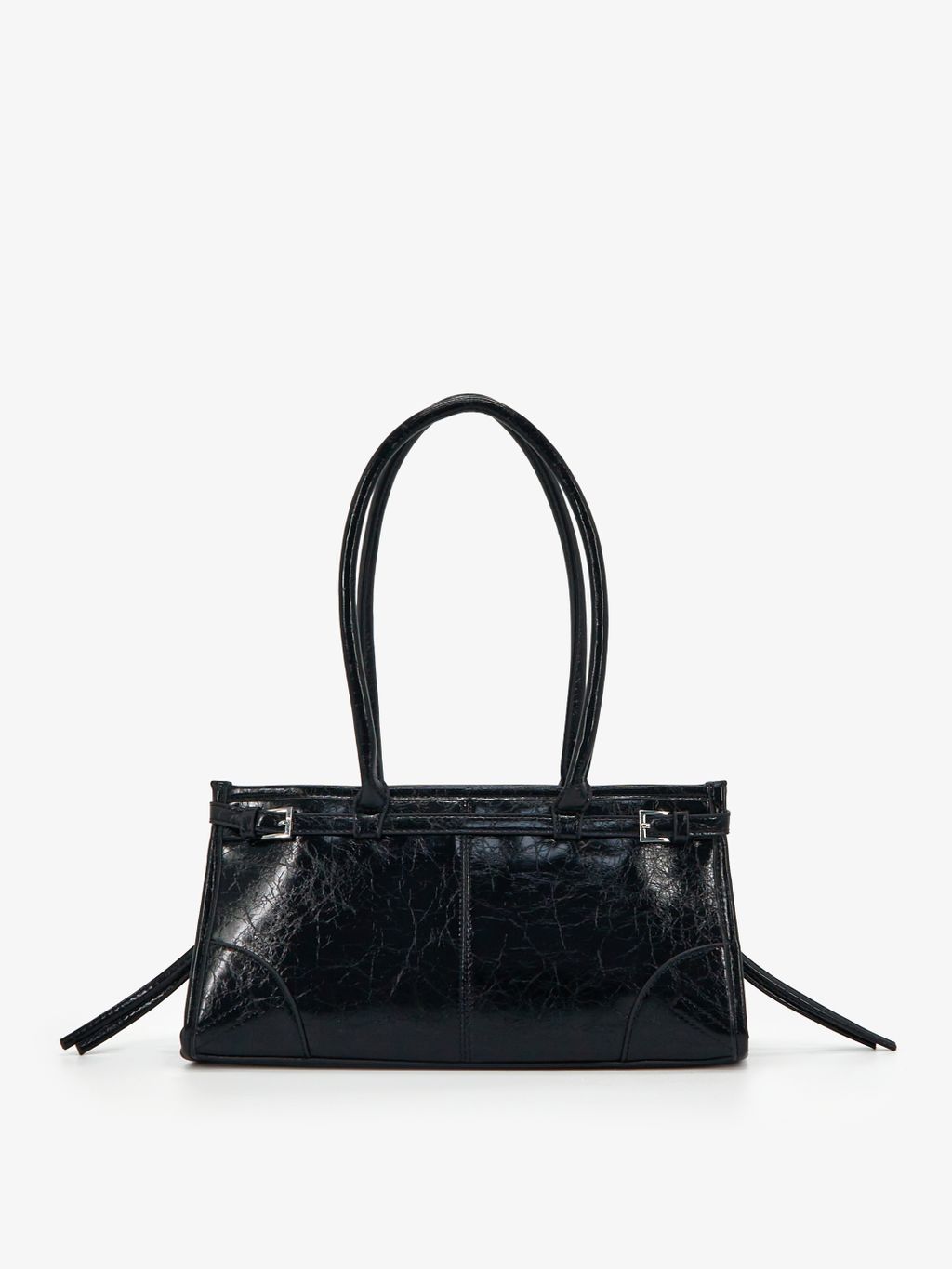 LEATHER-EFFECT SHOULDER BAG WITH DOUBLE HANDLES