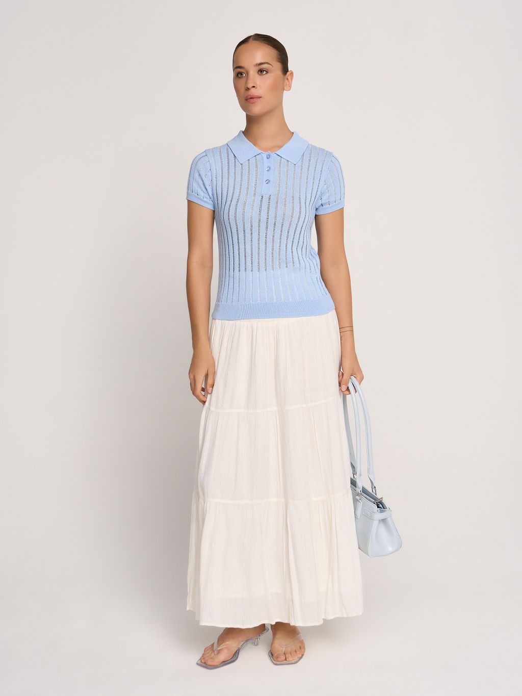 OPEN-KNIT SHORT-SLEEVE POLO