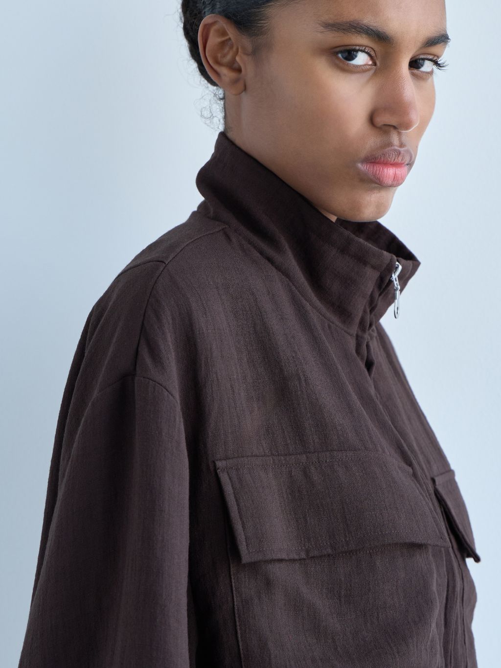 CROPPED ZIP BOMBER JACKET