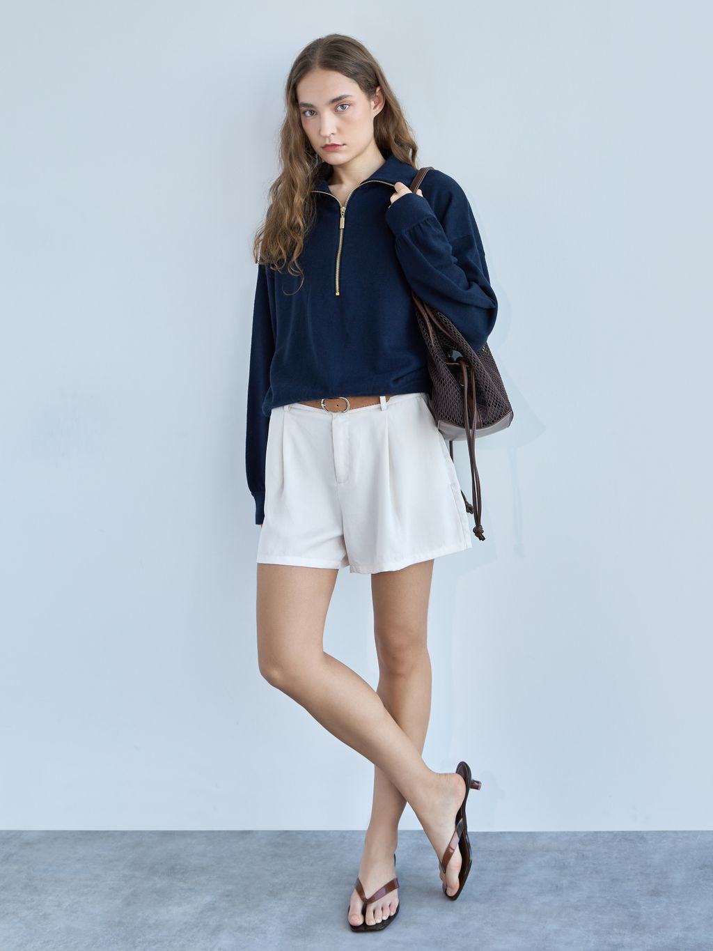 BASIC SOFT HALF-ZIP SWEATSHIRT