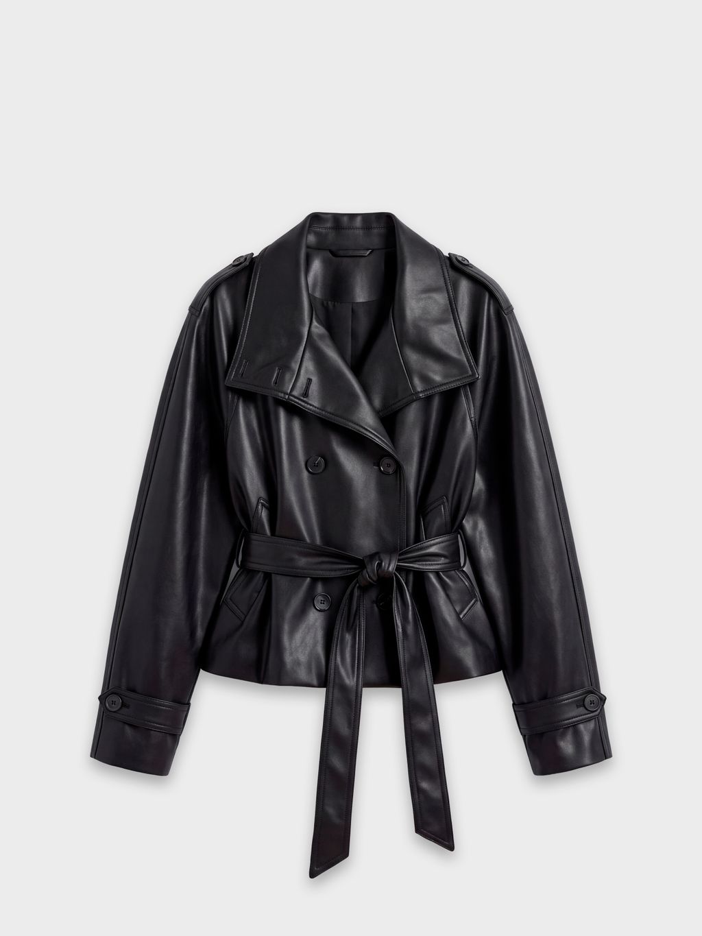 SHORT FAUX-LEATHER TRENCH WITH STAND COLLAR