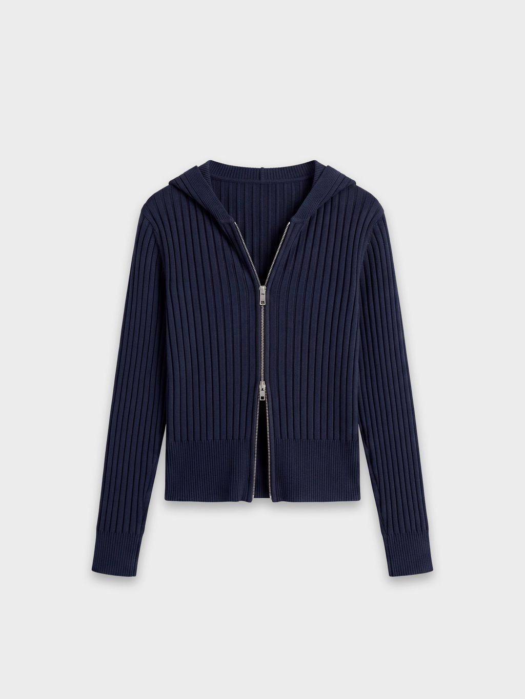 KNIT CARDIGAN WITH HOODIE & ZIPPER