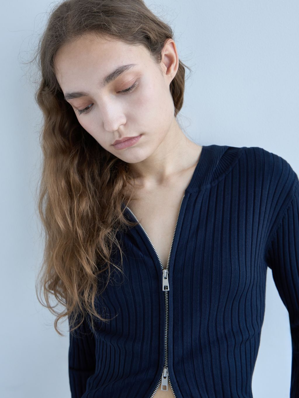 KNIT CARDIGAN WITH HOODIE & ZIPPER