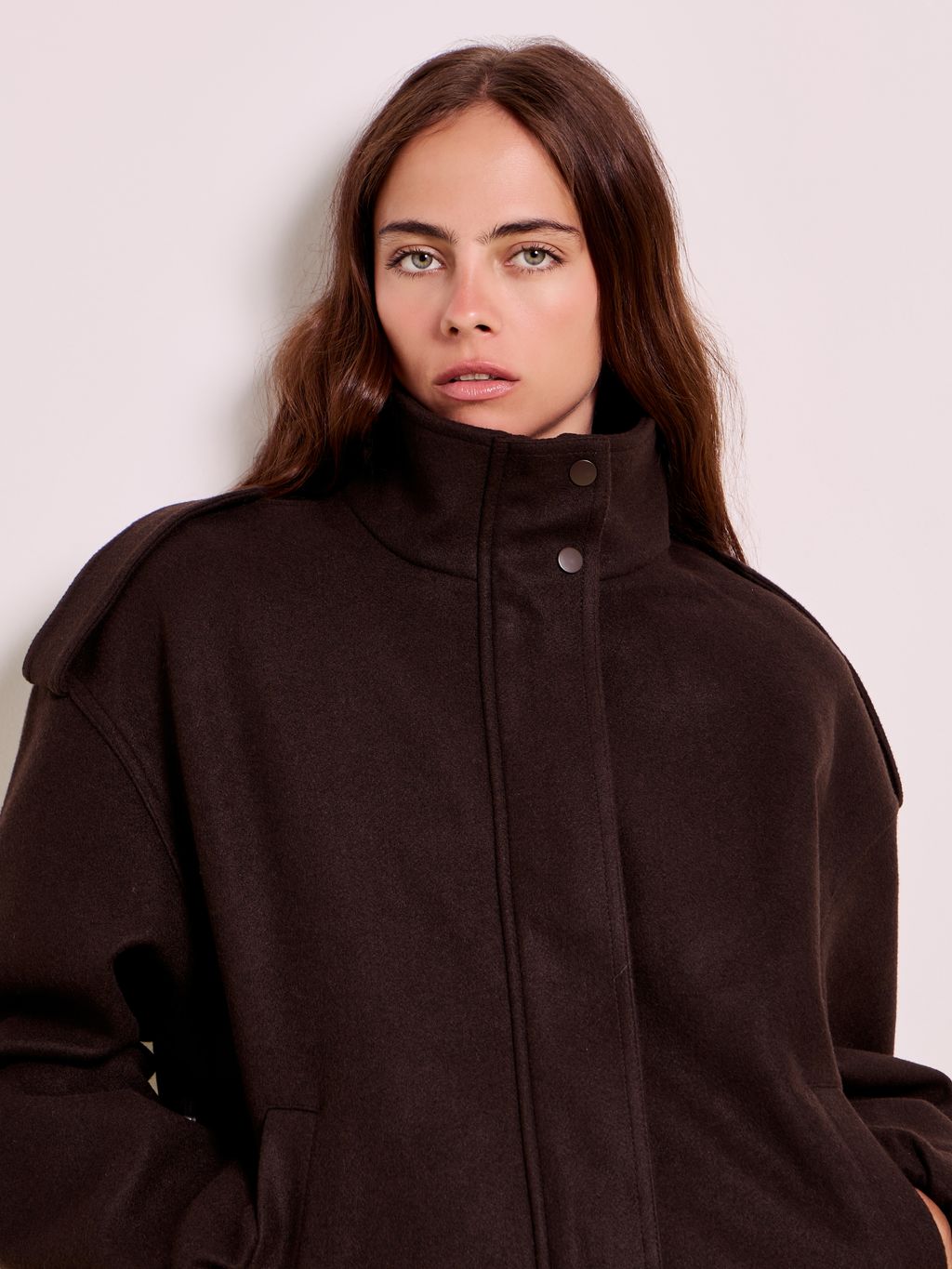 SOFT FELTED BOMBER-JACKET WITH STAND COLLAR
