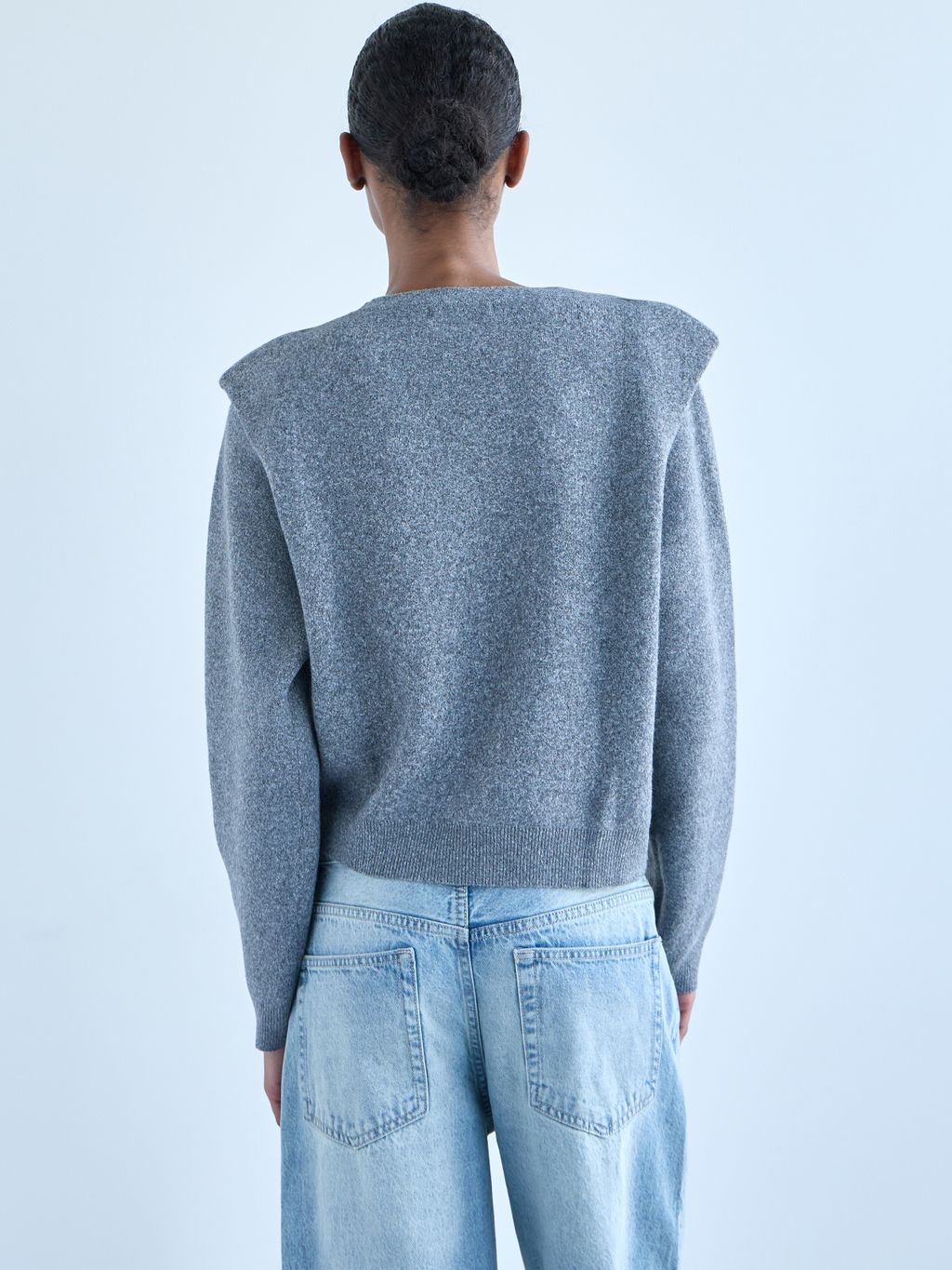 PADDED SHOULDER KNIT SWEATER