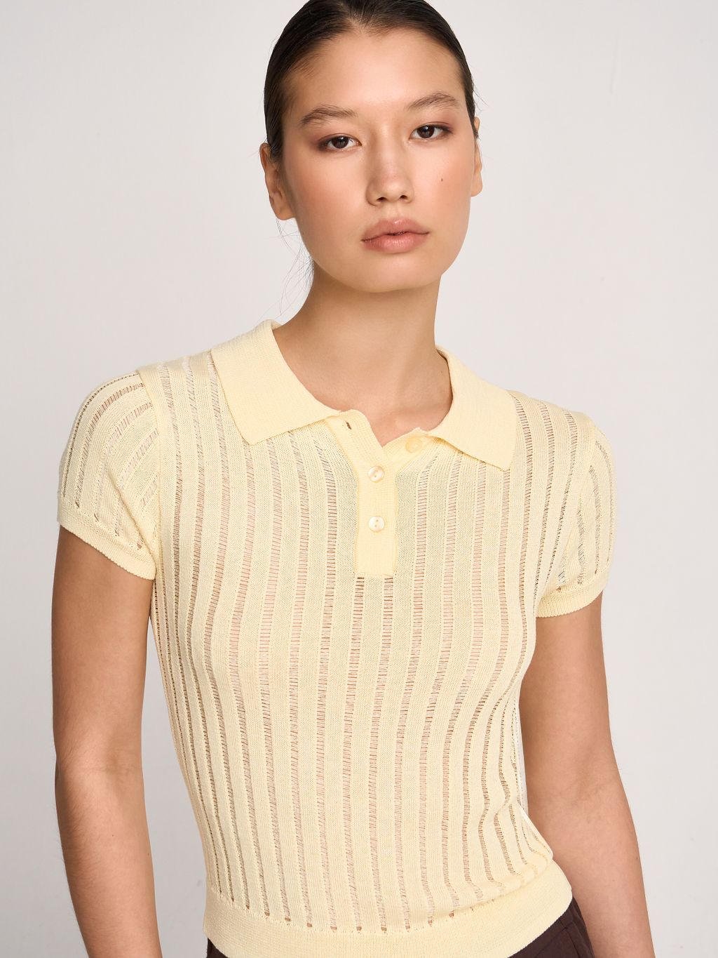 OPEN-KNIT SHORT-SLEEVE POLO