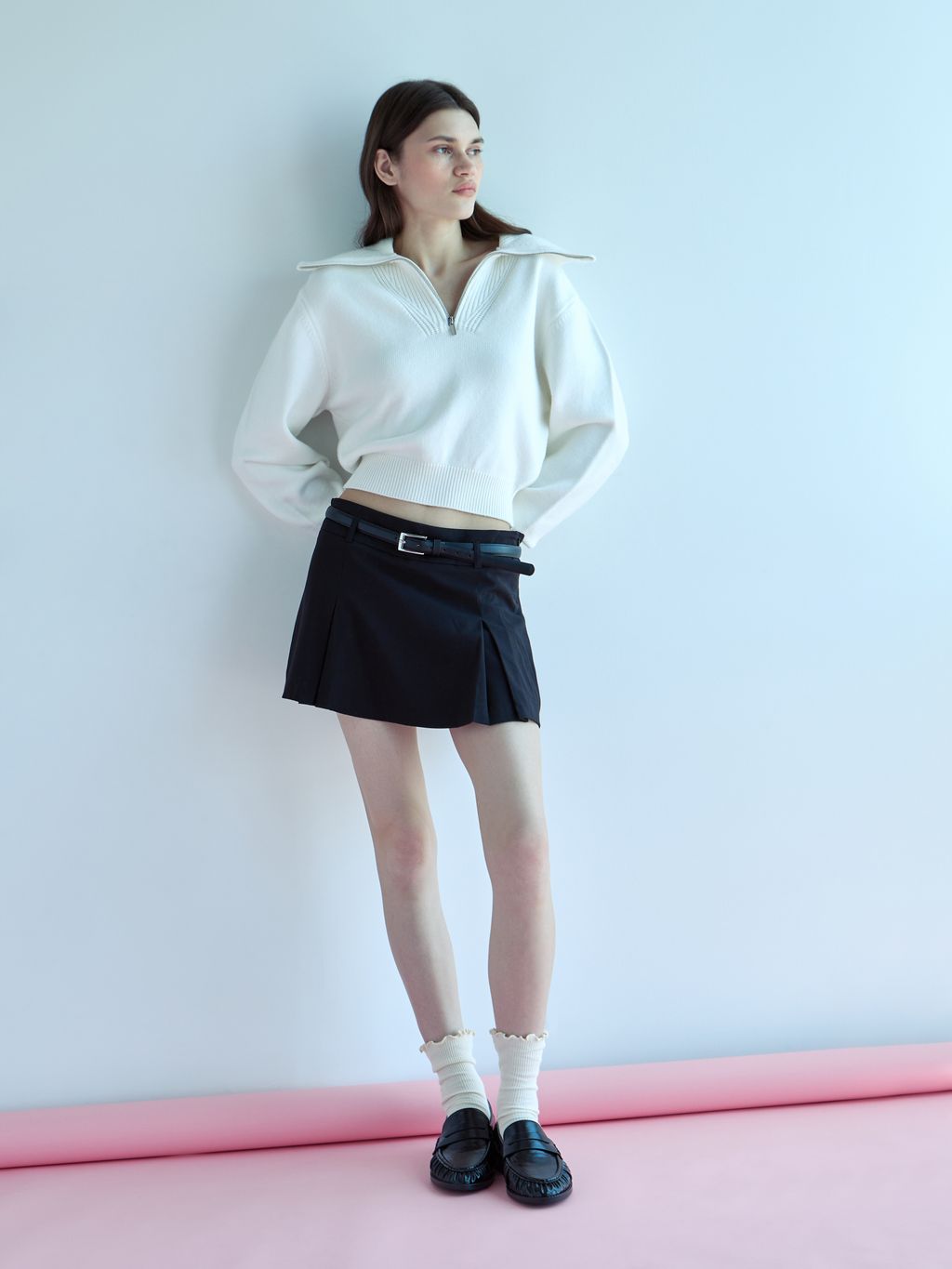 PLEATED SKORT WITH BELT