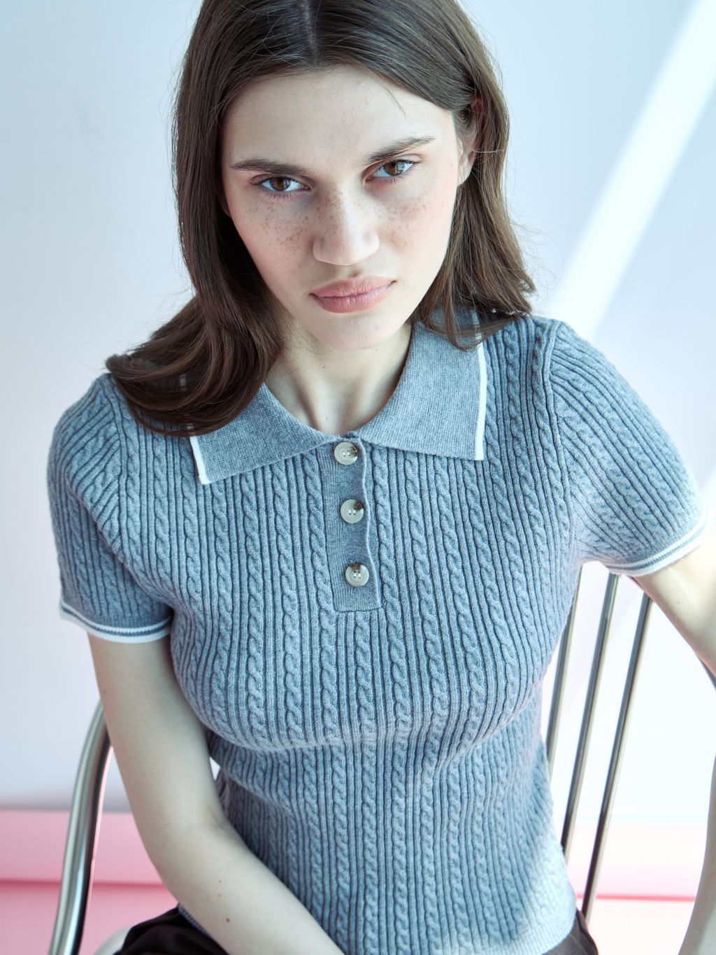 KNIT POLO WITH CONTRAST STITCHING