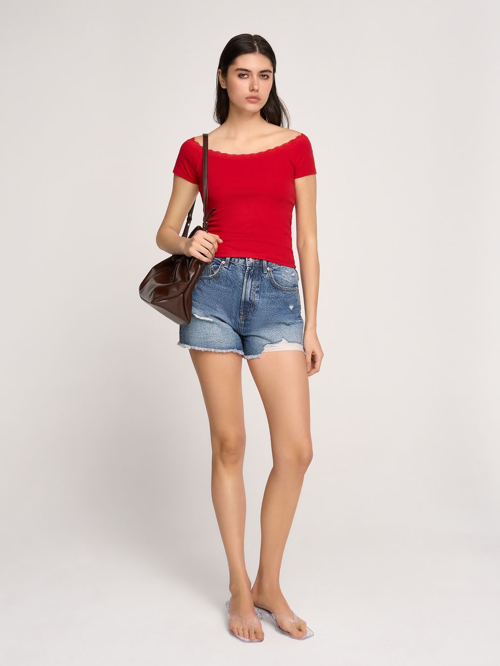 DISTRESSED DENIM SHORTS
