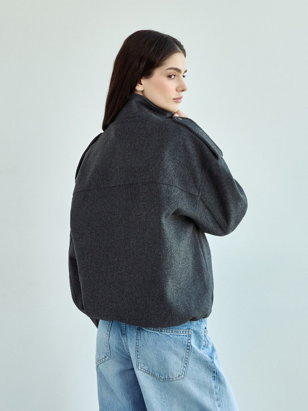 SOFT FELTED BOMBER-JACKET WITH STAND COLLAR