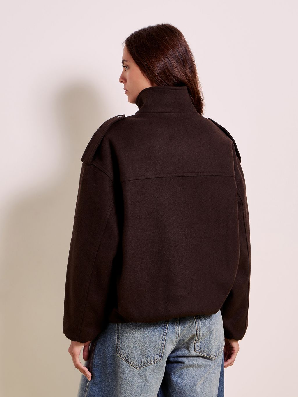 SOFT FELTED BOMBER-JACKET WITH STAND COLLAR