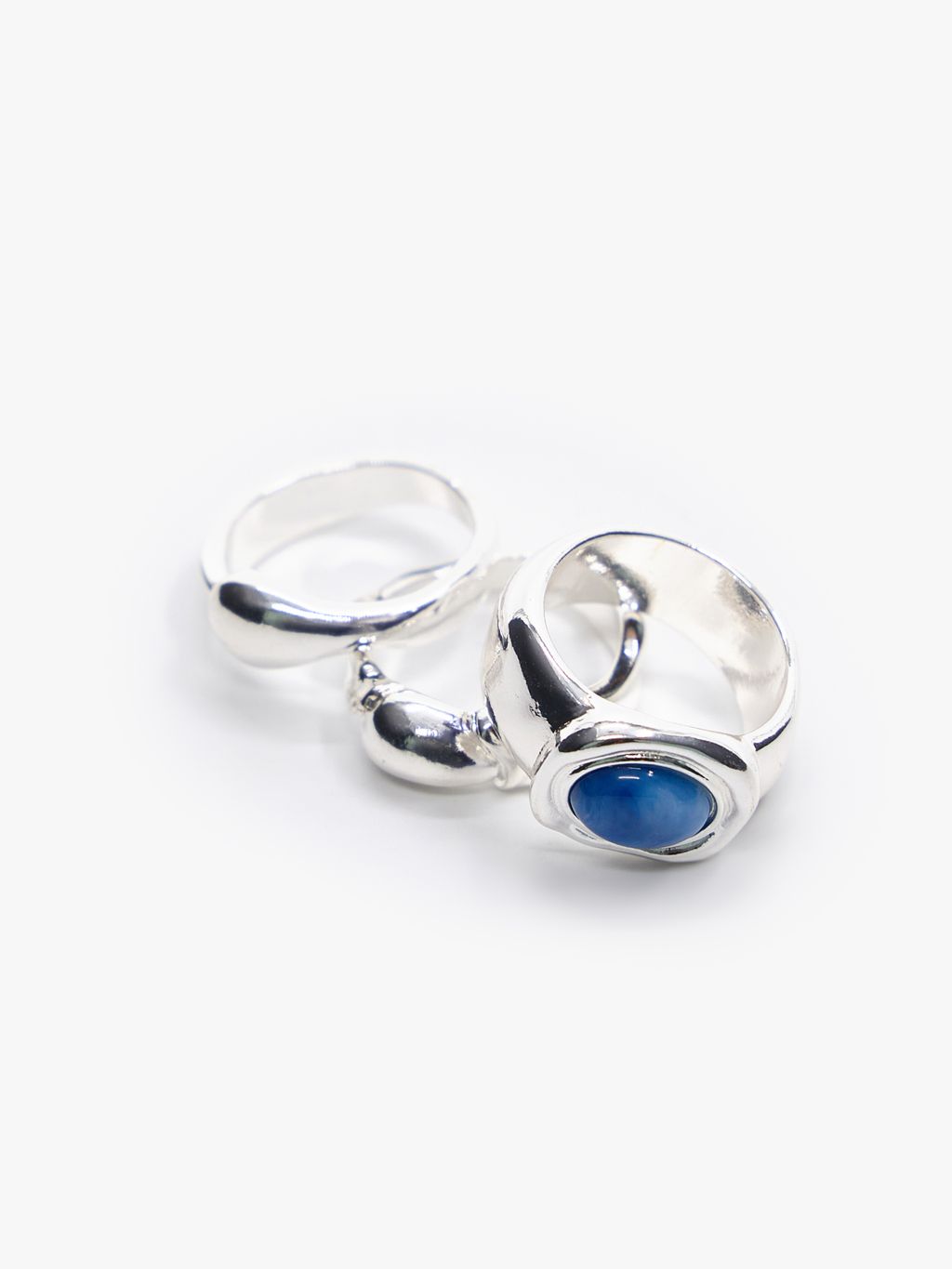 SET OF 3 SILVER-TONE RINGS